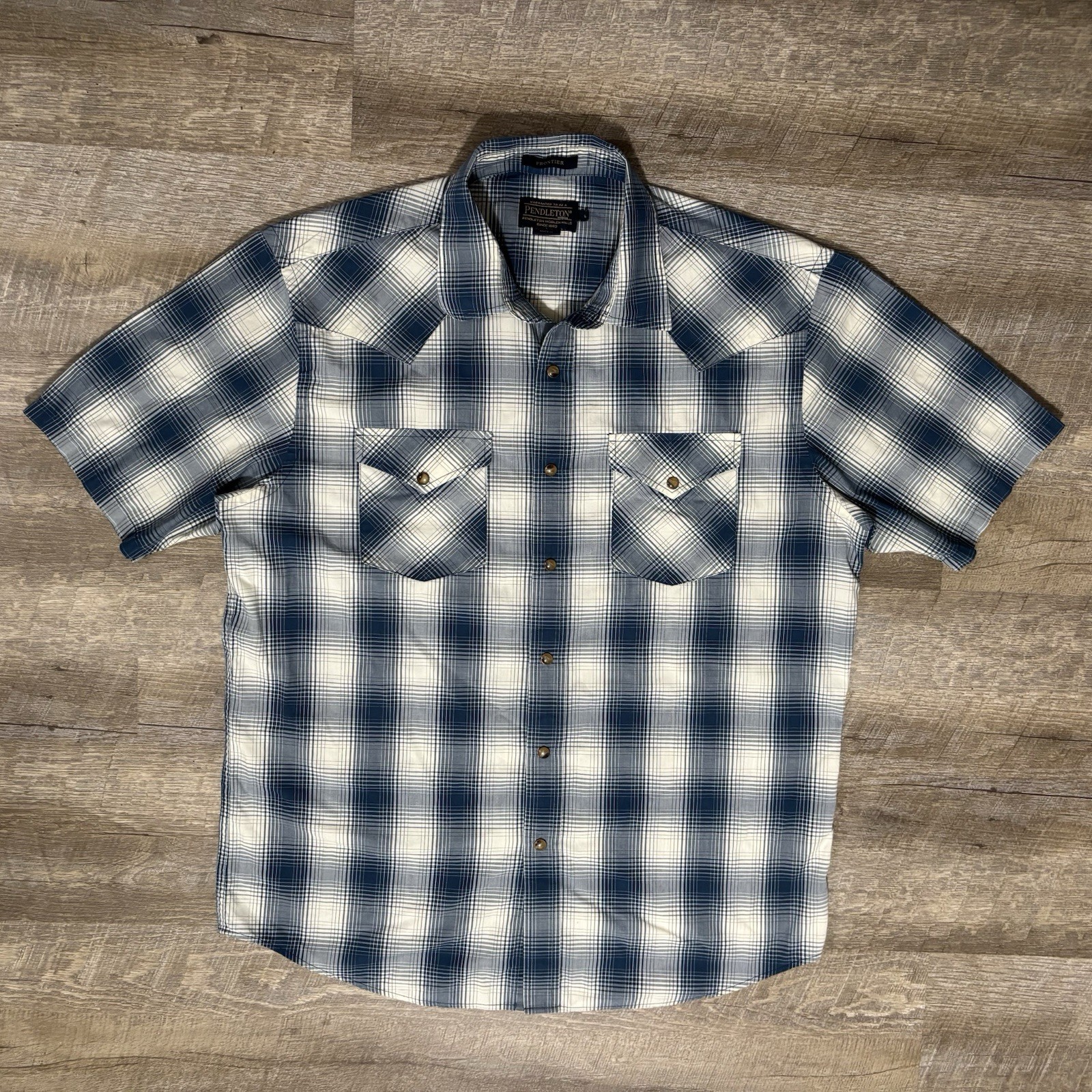 Pendleton Frontier Pearl Snap Shirt Men's L Plaid Western Short Sleeve Cowboy