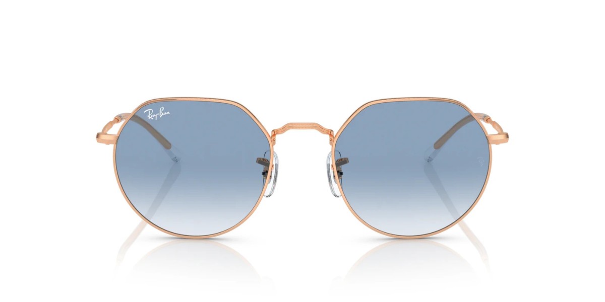 Ray-Ban Jack 55mm Unisex Sunglasses Polished Rose Gold Clear Blue