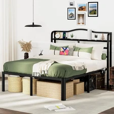 Queen Bed Frame with Headboard Queen Size Bed Frame 14 Inch Tall Metal Bed