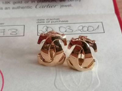 Cartier Ohrringe Ohrstecker Penelope Double C 18K 750 Gelbgold Vintage