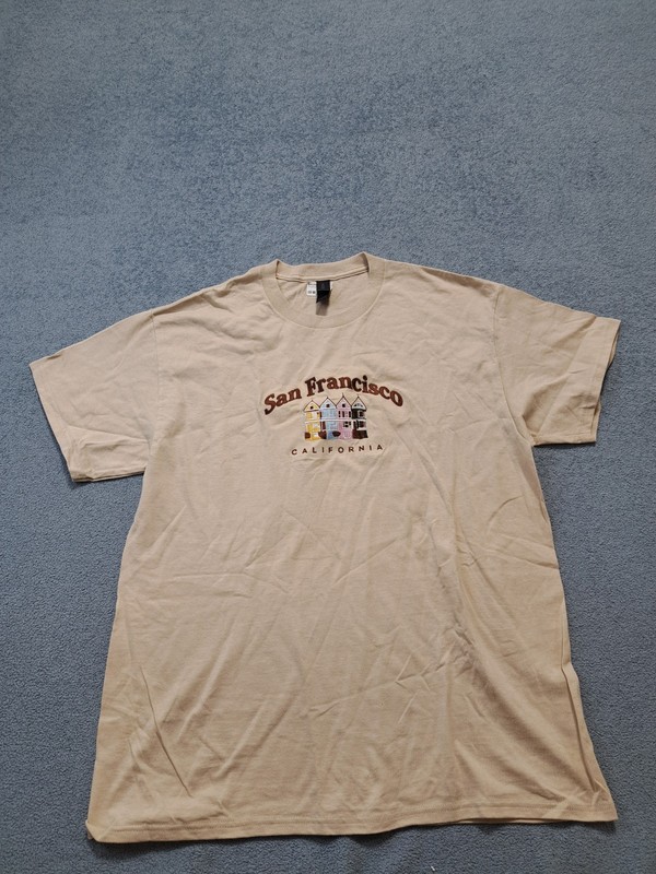 Gildan Beige San Francisco California Graphic T-shirt Mens Size Large Crew Neck
