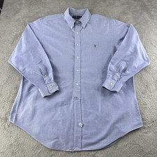 Polo Ralph Lauren Shirt Mens 17.5-35 Blue Oxford Flesh Pony Preppy Casual OCBD