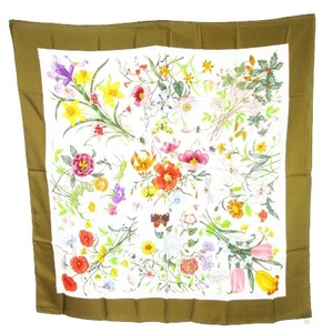 Gucci foulard en soie flore grande taille tulipe coquelicot hiiris lys iris jonquille floral K