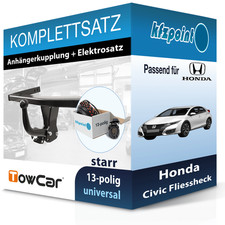 Für Honda Civic Fliessheck 05- TOWCAR Anhängerkupplung starr + 13polig E-Satz