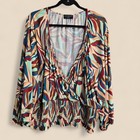 Lane Bryant Blouse Womens Plus Size 38/40 Flattering Stretch Surplice Boho New