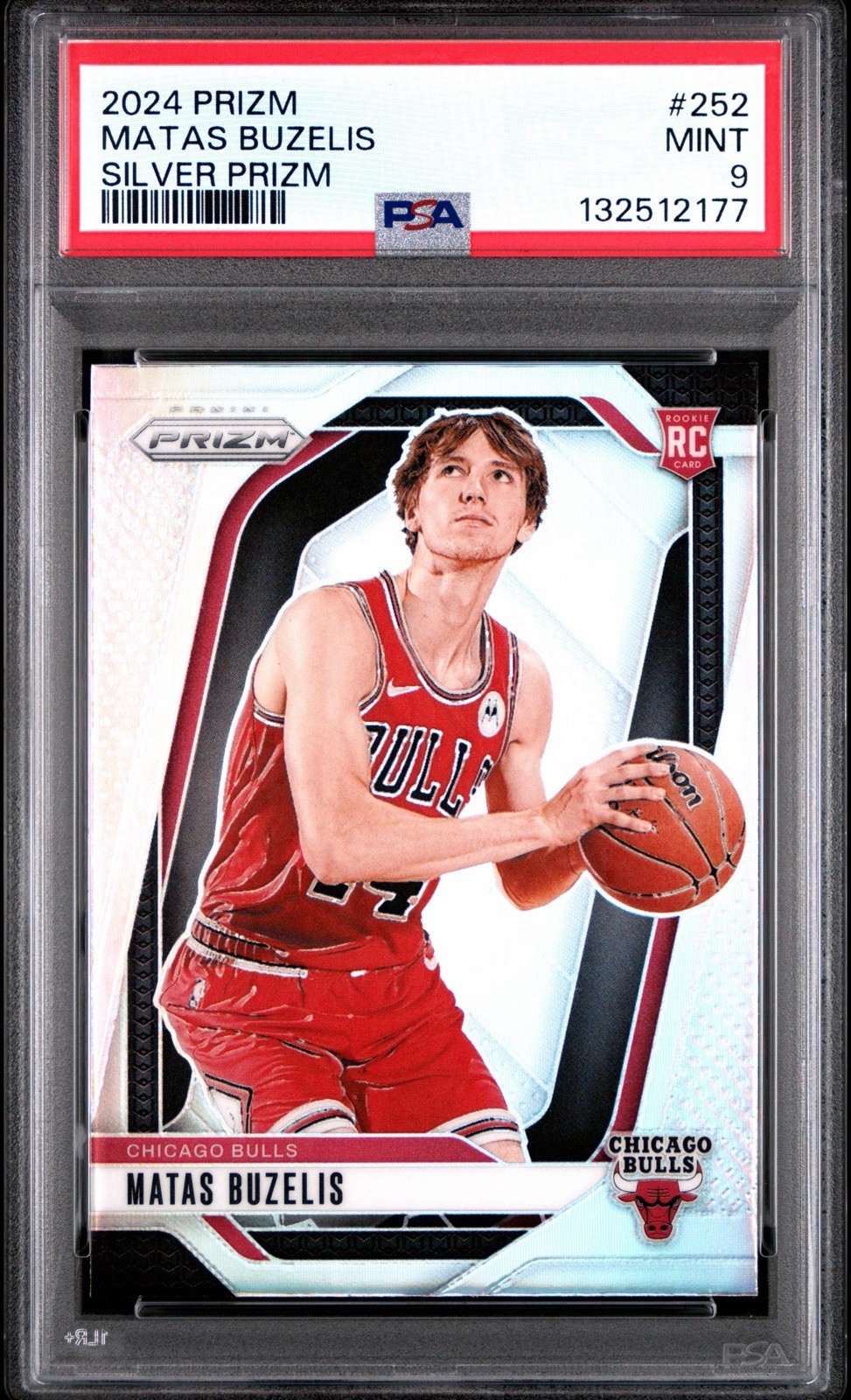 Matas Buzelis 2024-25 Panini Prizm #252 Silver Prizm Rookie RC Bulls PSA 9 Mint