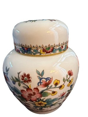 Coalport ''Ming Rose'' Ginger Jar Tea Caddy Bone China England 5-1/2'' High