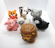 Lot of 7 Fisher Price Little People Zoo  Farm Animals Lion Cow Pig Tiger Sheep