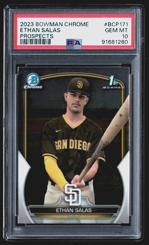 2023 Bowman Chrome Prospects ETHAN SALAS 1st Prospect RC Rookie #BCP171 PSA 10