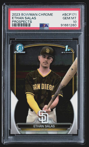 2023 Bowman Chrome Prospects ETHAN SALAS 1st Prospect RC Rookie #BCP171 PSA 10