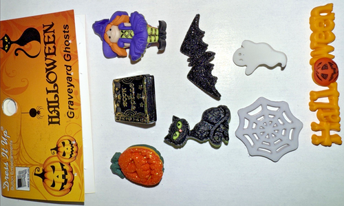Graveyard Ghosts/Dress It Up Halloween Embellishments /witch,ghost, book,bat,cat - Picture 2 of 8