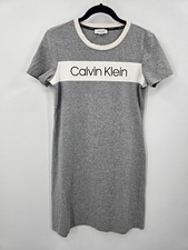 Calvin Klein  Dress Womens Small Gray White Tshirt Style