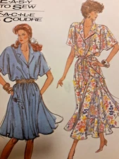 Simplicity 8570 Dress Sewing Pattern Ladies 12 14 16 Midi Long Easy Belted Loose