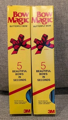(2) Vintage Blue 4'' Butterfly Bow Magic 3M Pull Bows Made In USA New