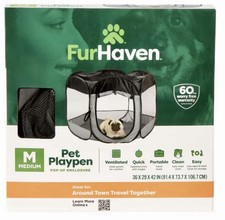 Fur Haven Medium Pet Playpen Pop-up Enclosure Ventilated Portable Easy To Clean 