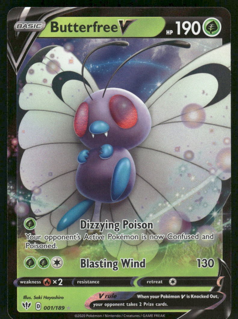 Butterfree V 001/189 Ultra Rare Holo NM Pokemon SWSH03: Darkness Ablaze