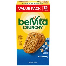 belVita Breakfast Bars Biscuits, Blueberry, Value Pack, 4 Count (Pack of 12)