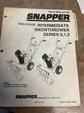 Vintage snapper intermediate two stage snow thrower Parts manual series 0, 1, 2