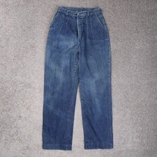 Vintage Womens Lee Pleated 23x28 Medium Wash Wide Leg Denim Blue Jeans