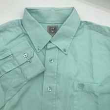 Cinch Western Button Shirt Mens L Sea Foam Green Long Sleeve Rodeo Cowboy READ 