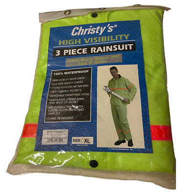 Christy s High Visibility 3 Piece Rain Suit - Size XL 40MM 800/Blu-Glue