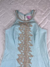Lilly Pulitzer Pearl Shift Dress Women's Blue Gold Floral Desing - Sz 0