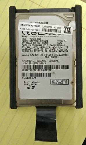 Disco duro portátil Lenovo 42T1461 42T1567 160 GB 7200 RPM SATA 2,5" NUEVO (12 horas) - Imagen 1 de 1