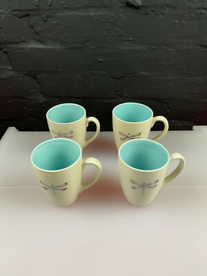4 x Jaliang Collection Libelle Tassen blau innen und creme 4,5'' hoch Set