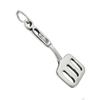 Cooking Spatula Turner Kitchen Utensil 3D 925 Sterling Silver Charm MADE IN USA