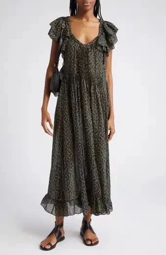 NUEVO ISABEL MARANT Godralia Floral Algodón Maxi Vestido TALLA 38 #MD62 Foto 3 de 4