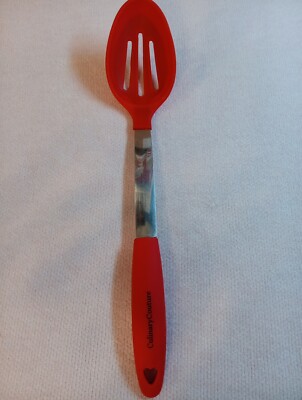 Culinary Couture Red Silicone Handle & Top Slotted Cooking/Serving Spoon