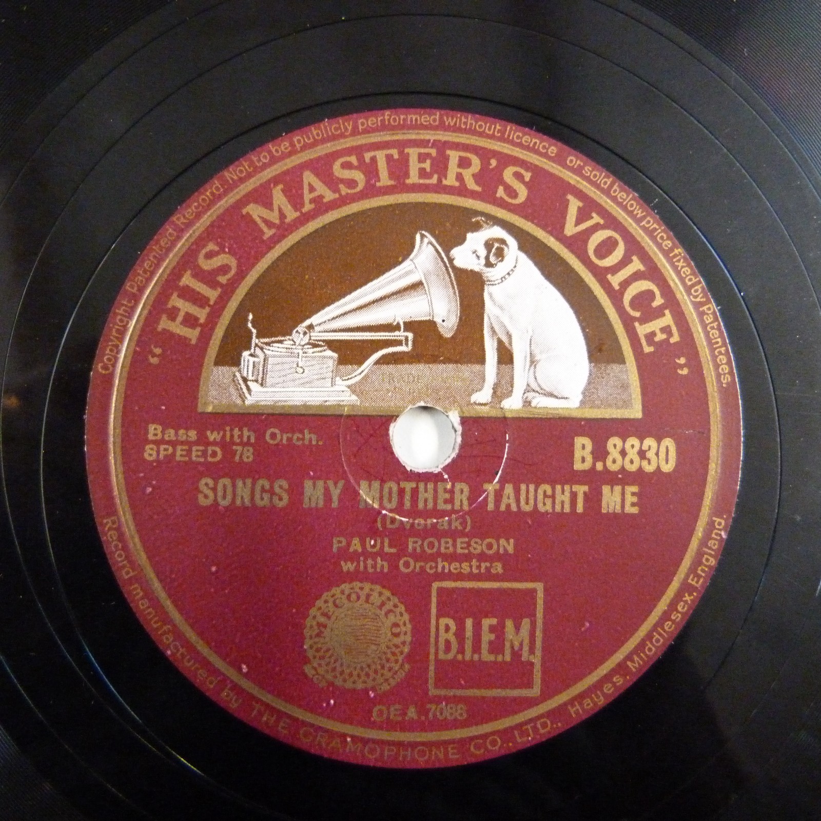 78 rpm PAUL ROBESON trees / songs my mother taught me , HMV B 8830 eBay