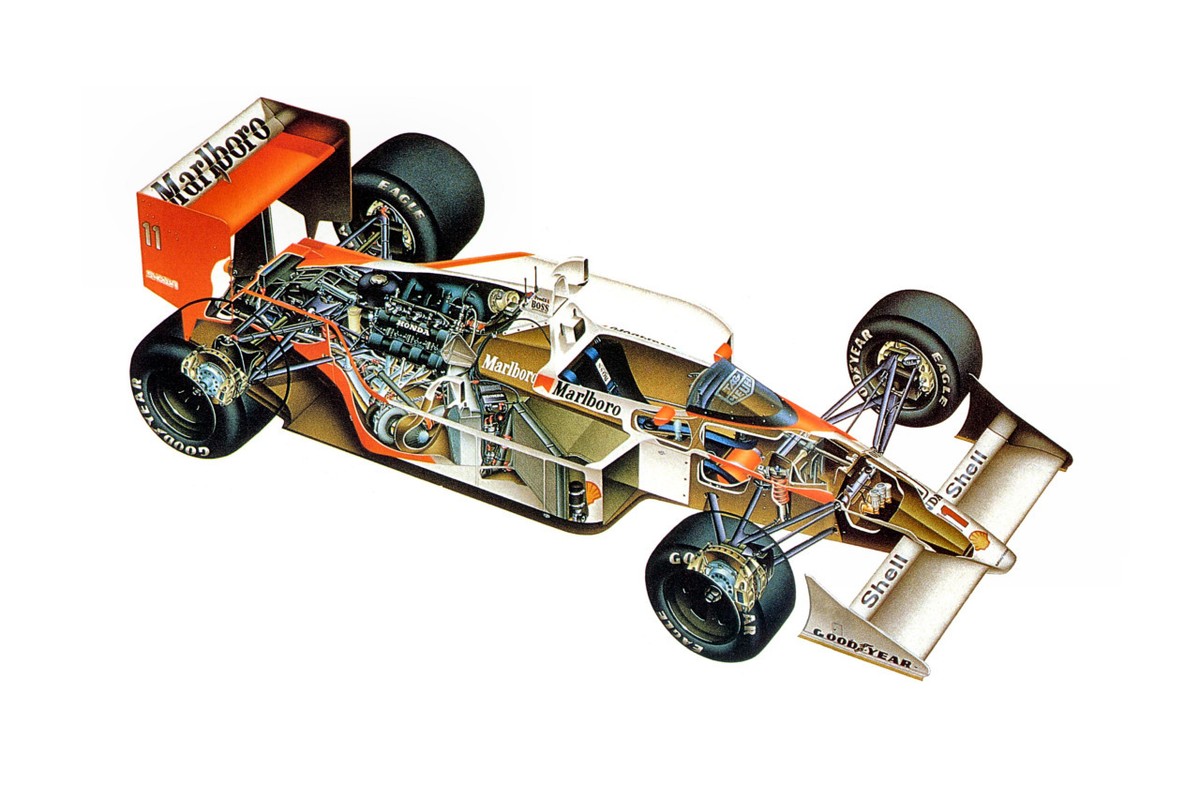 MCLAREN HONDA MP4-4 FORMULA 1 F1 RACE CAR CUTAWAY POSTER PRINT