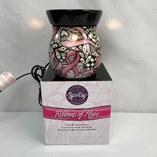 Scentsy Ribbons of Hope Breast Cancer Awareness Wax Warmer 6" Full Size Retired