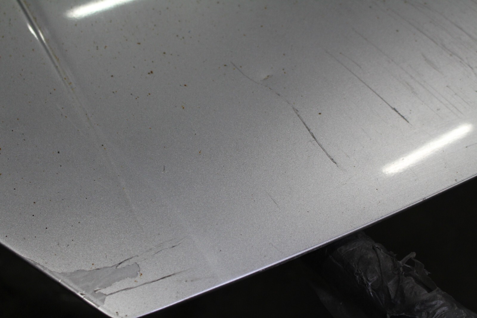 04-08 Lamborghini Gallardo, Front Hood, Silver, Fire Dmg, Used, P/N 400823021