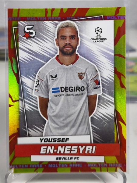 Topps UCL Super-Stars 22/23 No. 65 Youssef En-Nesyri Fundido Raro Rojo Amarillo