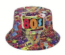 80  s Retro Print Bucket Hat Men/Women  Reversible 