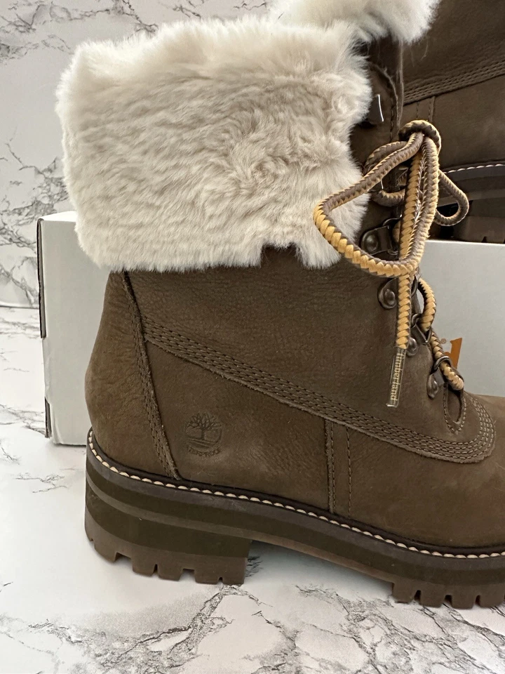 Timberland Courmyeur Valley 6 英寸 WP 暖衬里靴子棕色磨砂女式 7.5 码 — 第 2/4 张图片