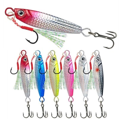 6PCS Fishing Lures Metal Jig Head 7g Spinner Casting Spoon Artificial Bait Sea