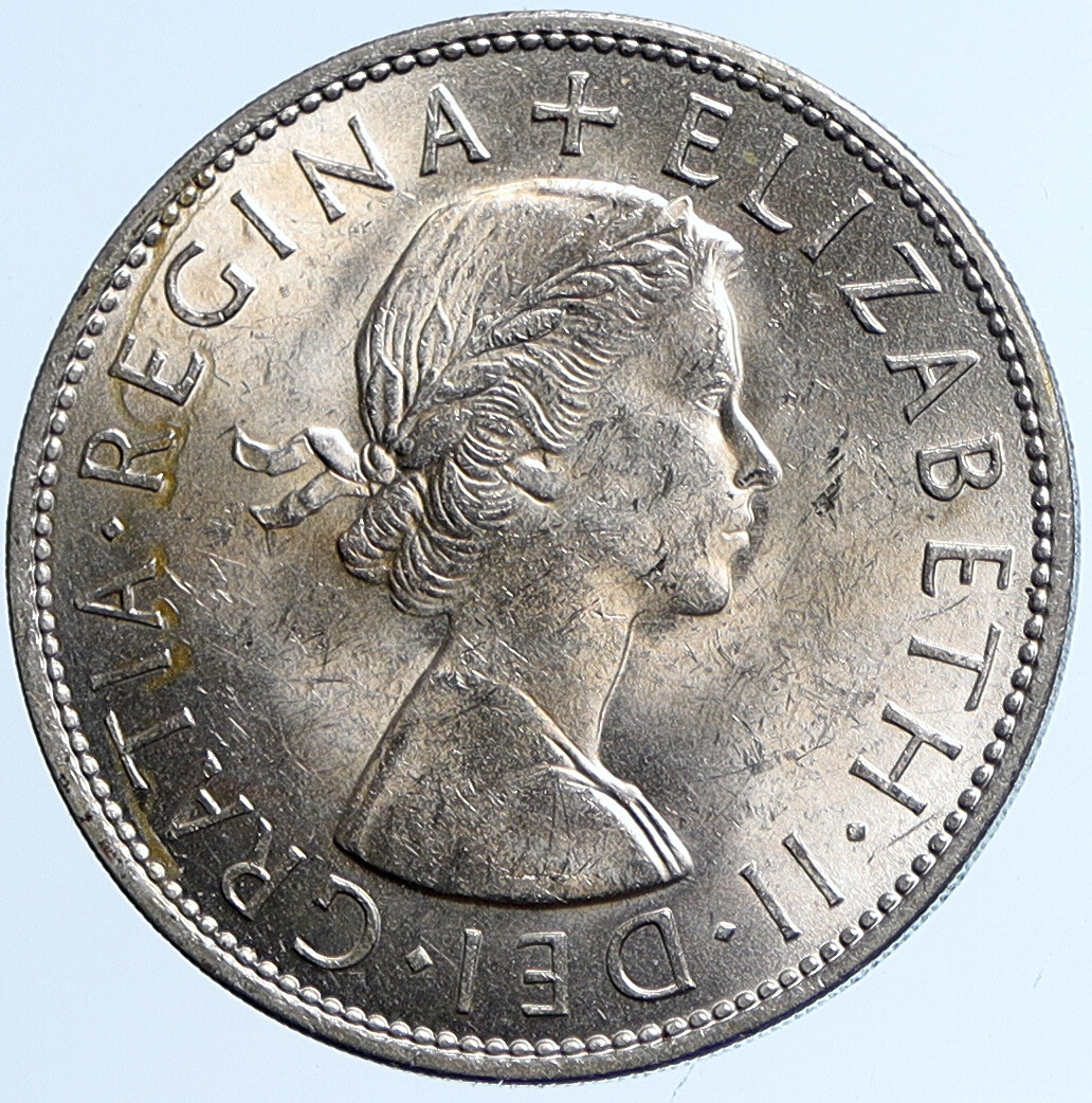 1966 Great Britain QUEEN ELIZABETH II Vintage OLD 1/2 Half Crown