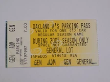Oakland Athletics A's Baseball Ticket Stub Vintage Old Parking Pass 2005 Season