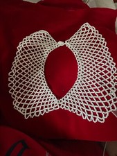 White Seed Beads Beaded Peter Pan Collar Button Close Flawed See Images Descrip