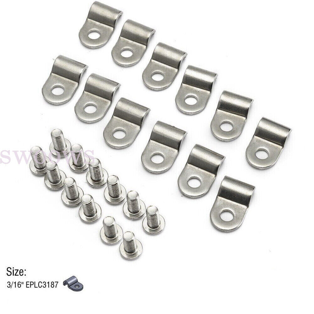 New Set Of 12 Single Brake Line Mounting Clamps 3/16 Stainless Steel eBay