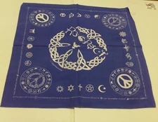 SUNSHINE JOY J.JASPAR/PEACEMONGER COEXIST SYMBOLS BLUE BANDANA: RESPECT