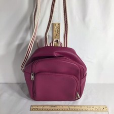 Woman s Thirty One Backpack Shoulder Bag Purse Raspberry Silver Hardware