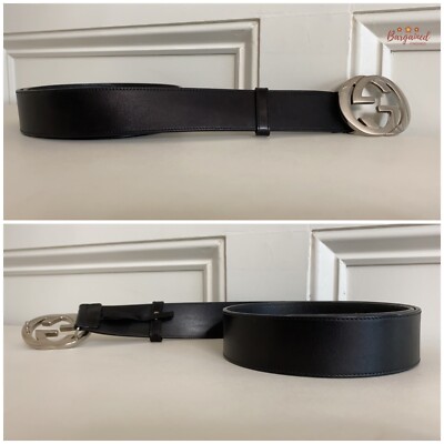 Authentic Gucci Black Calfskin Leather Silver Interlocking G  display picture 1