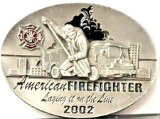 American Firefighter LE Commemorative Pewter Belt Buckle 436 of 5K 2002