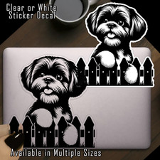 Peeking Shih Tzu Dog Vinyl Decal Sticker Indoor Outdoor 4 Sizes