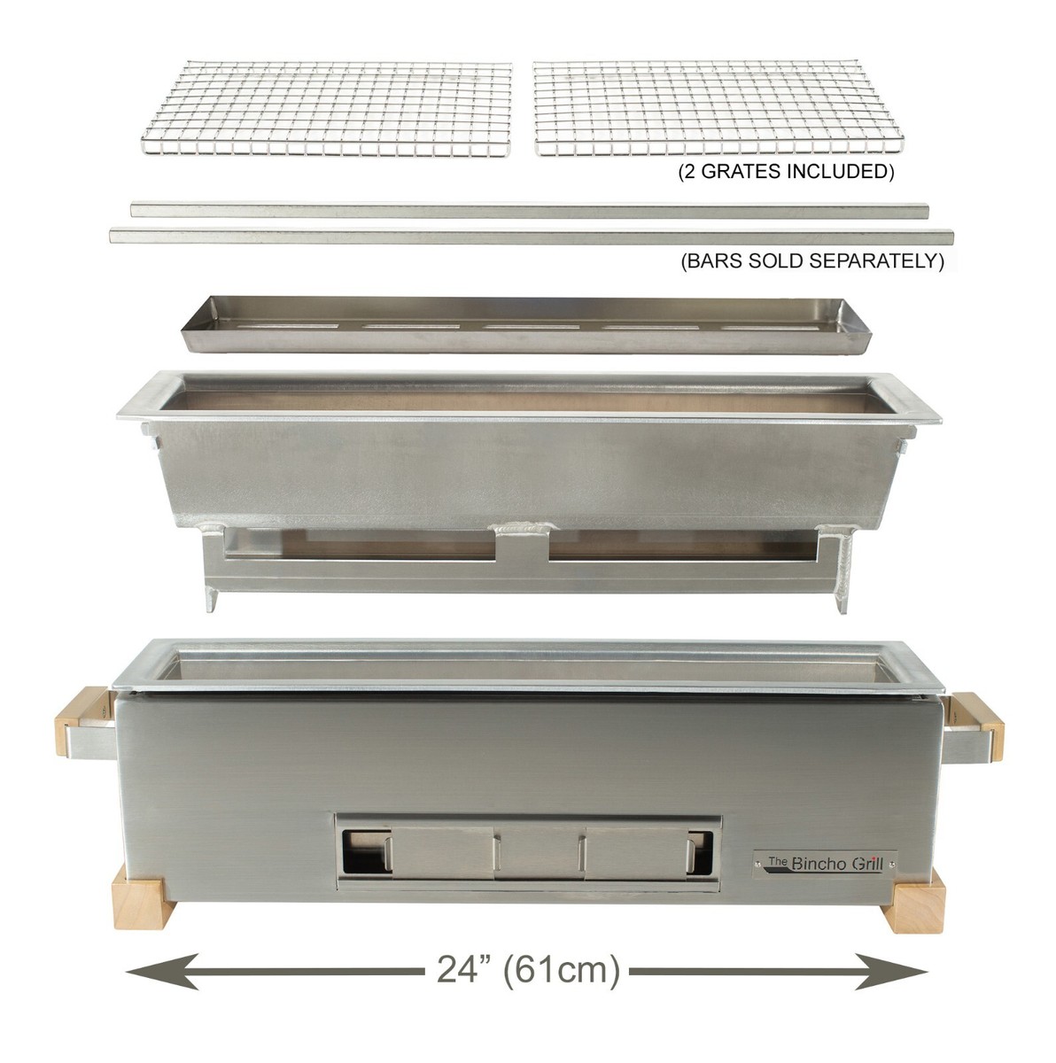 The Bincho Grill – Yakitori Holzkohlegrill Im Japanischen Stil, 61 Cm Breit, Aus Edelstahl, Mit Herausnehmbarer Aschewanne, Für Binchotan-Kohle