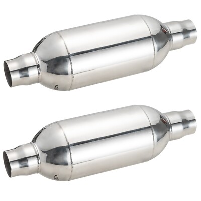 Two 2.5''  In/Out Universal Turbine Muffler  20'' OAL 6'' Body Stainless Steel